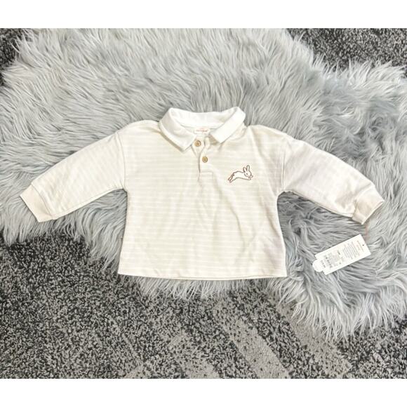 Cat & Jack Baby French Terry Collared Long Sleeve Embroidered Bunny Top Size 12m - Picture 1 of 2